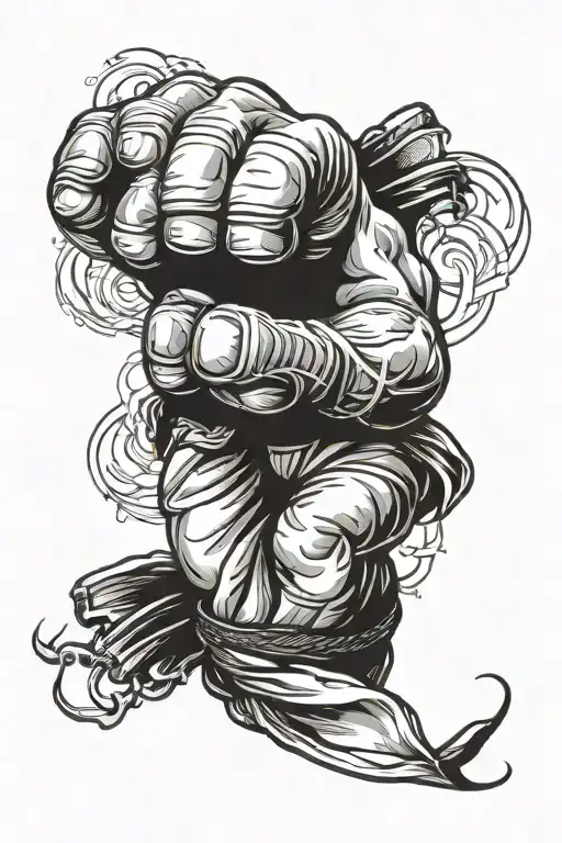 Karate Fist Punching Whith Karate Black Belt Wrapped