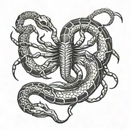 Scorpion In The Center And A Snake Around It