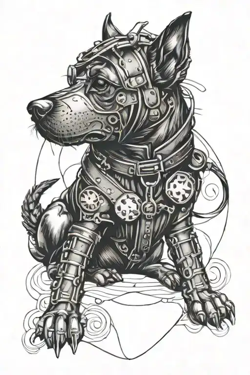 A Tattoo Of A Dog Wearing Leather And Rubber Gear To Represent Your Love For Dogs And Fetish Fashion