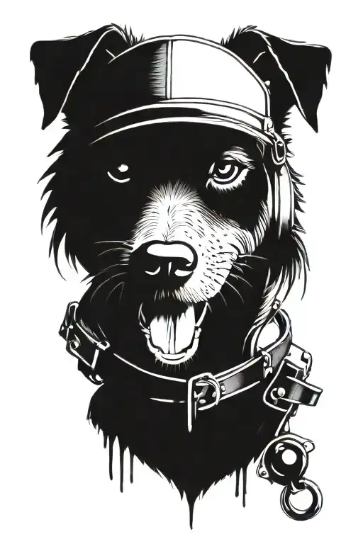 A Tattoo Of A Dog Wearing Leather And Rubber Gear To Represent Your Love For Dogs And Fetish Fashion