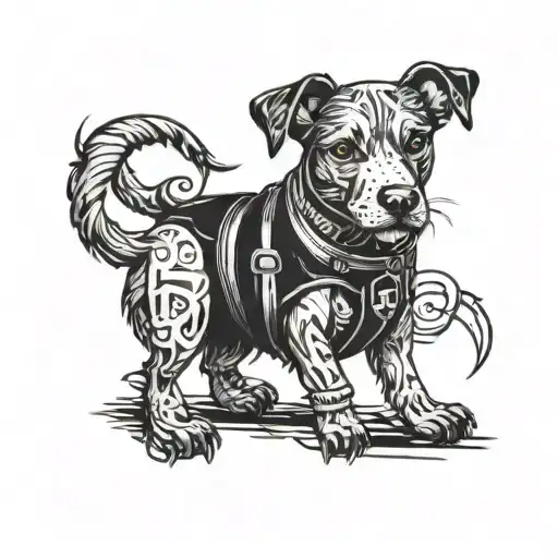 A Tattoo Of A Dog Wearing Leather And Rubber Gear To Represent Your Love For Dogs And Fetish Fashion