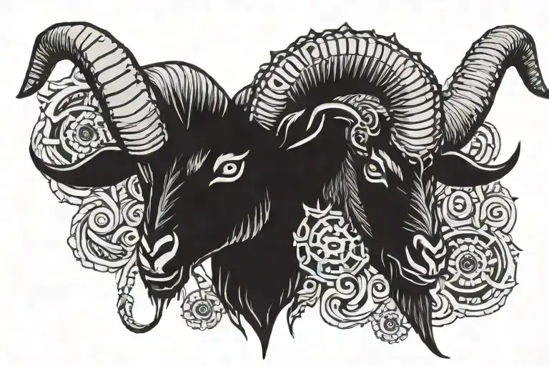 Demon Goat Head Tattoo Holding