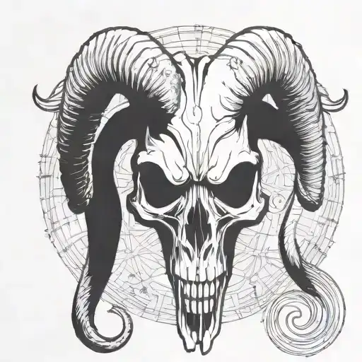 Symmetrical Demon Goat Skull Facing Forwards