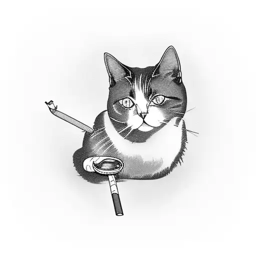 Cat Smoking A Cigarrete