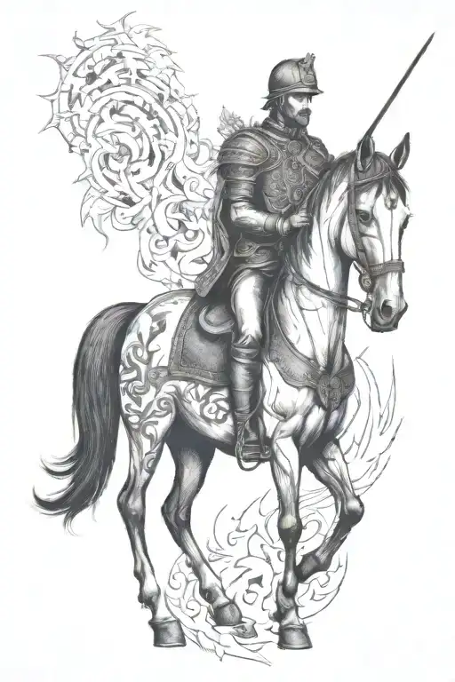 Achaemenians And Black Horse And Flame