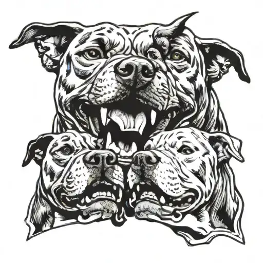 2 Angry Pitbull Faces Biting Each Other