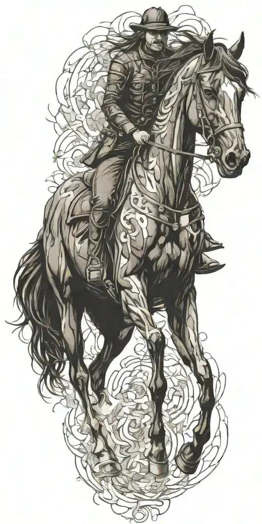 Black Horse Rider Goes Into Fire Irania