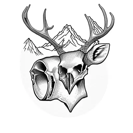 Deer Skull With A Mountain View