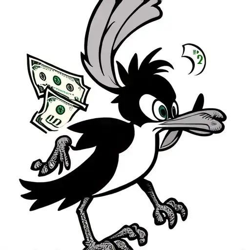 Road Runner Cartoon Character Traveling Making Money