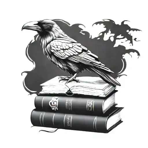 A Raven Perched On A Stack Of Stephen King Books