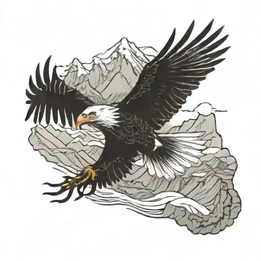 A Majestic Eagle Soaring Over A Vast Canyon With A River Flowing Below