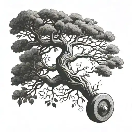 A Barbell Morphing Into A Tree Of Life Symbolizing Growth And Strength
