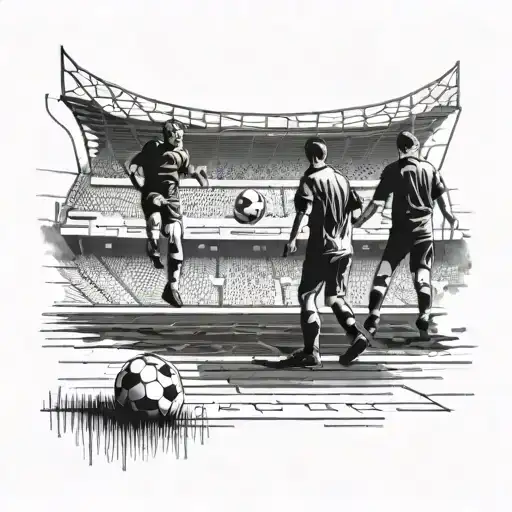 Football Ground With Two People Outside