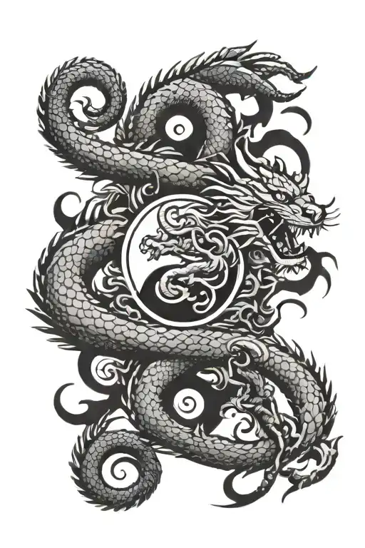 Dragon And Tiger Intertwined In A Yin Yang Symbol Balancing On A Libra Scale
