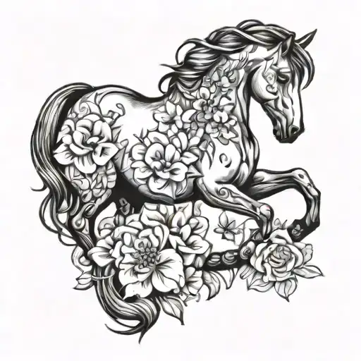 A Horse Bit Surrounded By Flowers