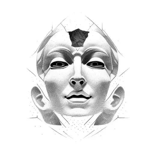 A Cracked Statue Head Evoking The Word Slumber