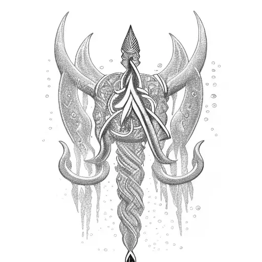 Trident Surrounded By Water