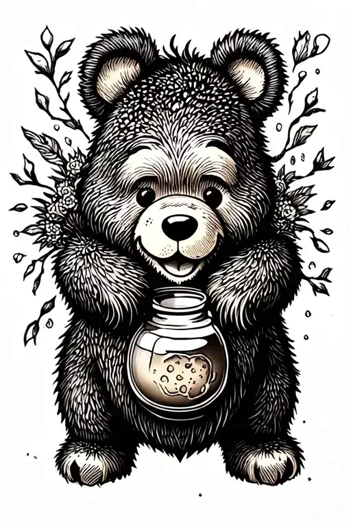 Tough Pooh Bear With Honey Pot