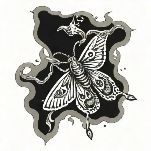 Moth Flying To Flame