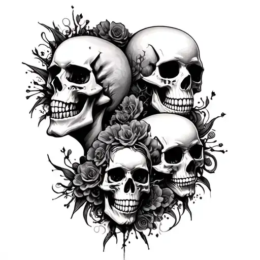 Techno Music And Skull Friends