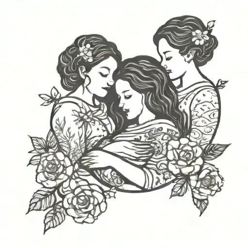 Motherhood Tatto Minimal Style Black White