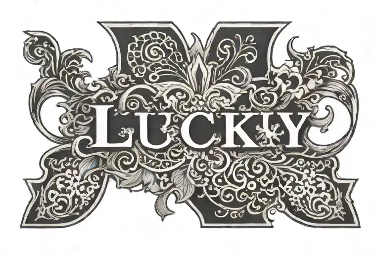 The Word 'Lucky' Written Across Lower Back