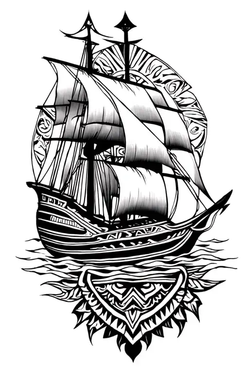 Galleon Blank And With Aztec Pattern And Poseidon