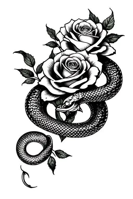 Roses And Snake Wrapped