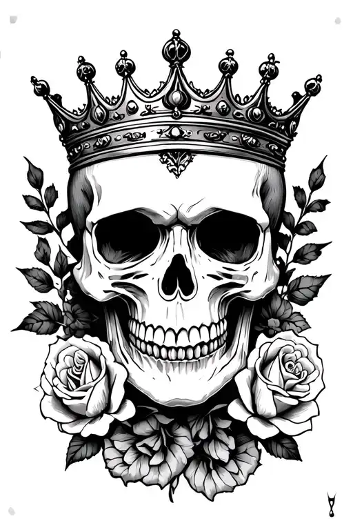 Skull And Roses And Card King Crown