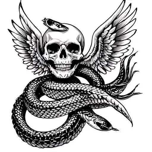 Snake And Skull And Wings