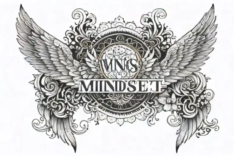 Wings With Mandala And The Word 'Mindset' Written