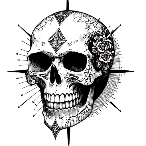 Pyramid Skull Ruler Compas