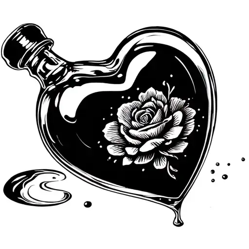 Heart Shaped Bottle With Black Liquid Inside