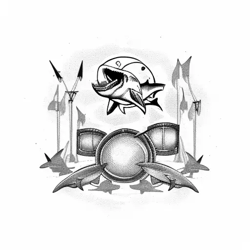 Combine A Drum Set And A Shark In A Unique And Dynamic Way