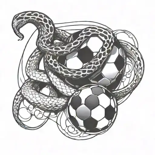 Combine A Soccer Ball And A Snake In A Dynamic And Abstract Design