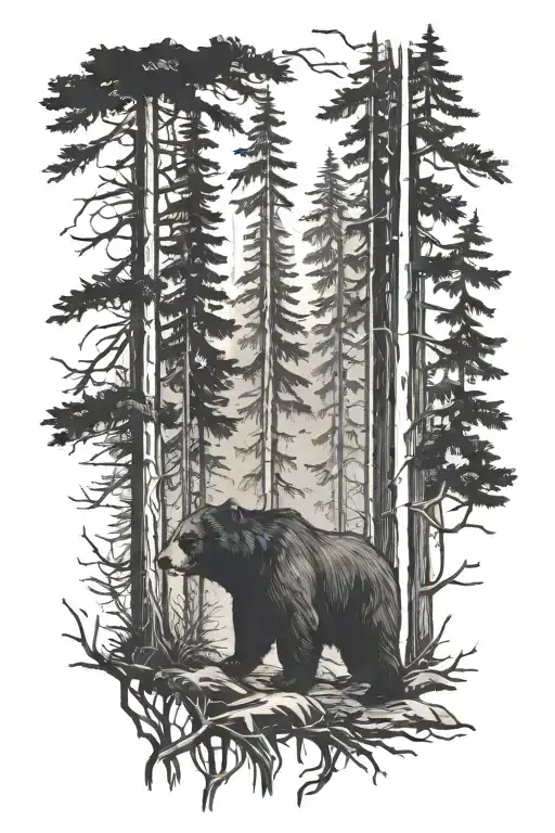 Bear Wandering In The Forest