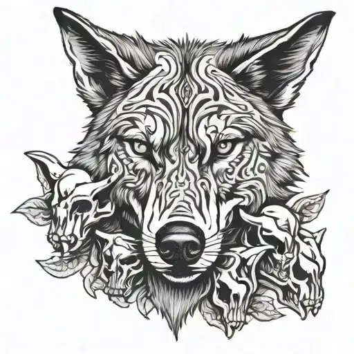 Wolf With Pig Skulls