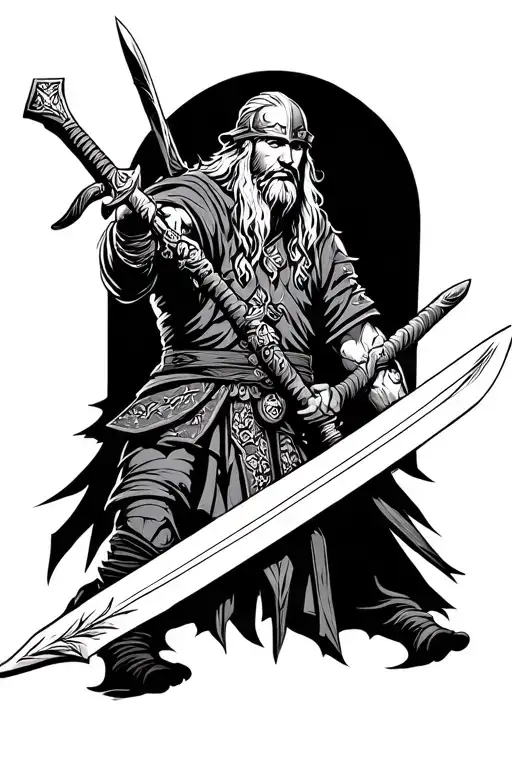Viking Warrior Wielding A Sword