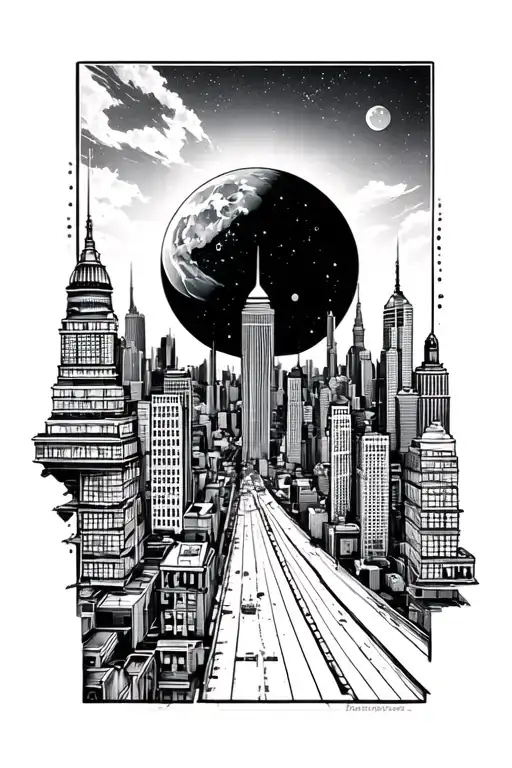 Space City Skyline In The Background