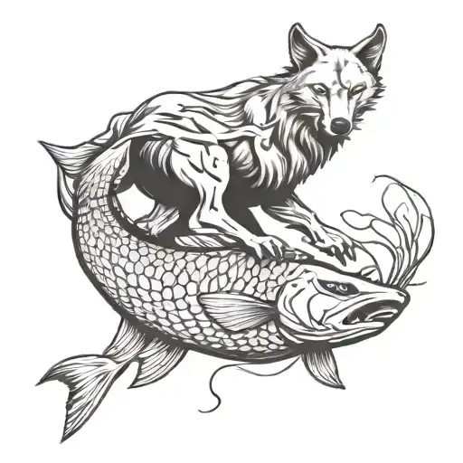 Wolf And Fish Picard Intertwined Within