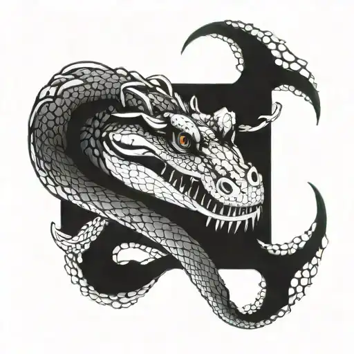 Alligator With A Snake Wrapped Around It