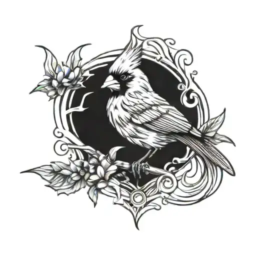 A Flaming Cardinal Intertwined With Concept Of Delphi