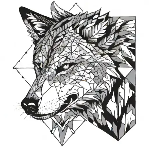 Wolf Head And Delphi Triangle Outline Intertwined