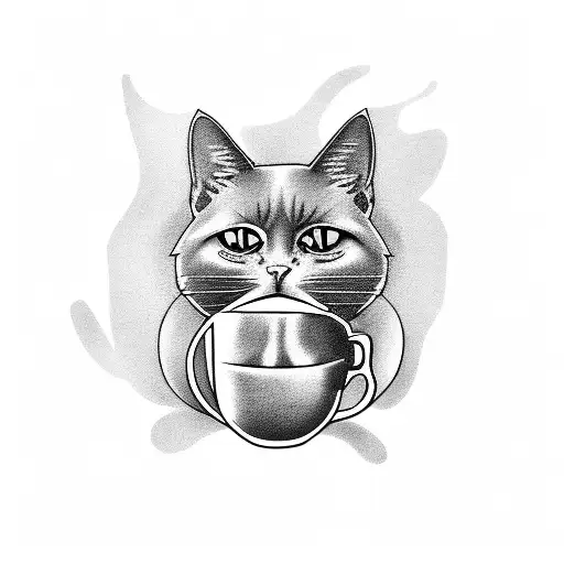 Black Cat Taking Coffee