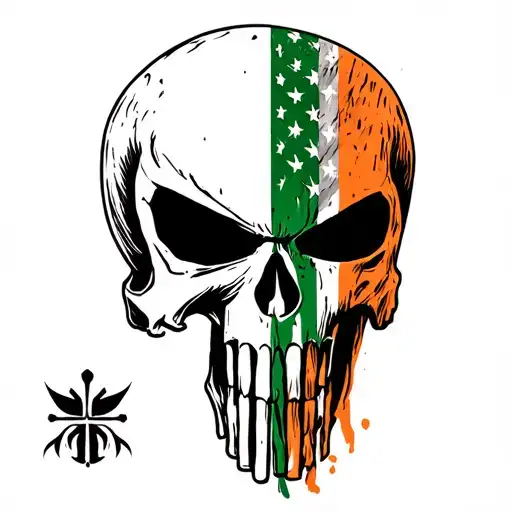Punisher Skull With American And Irish Flag Merged