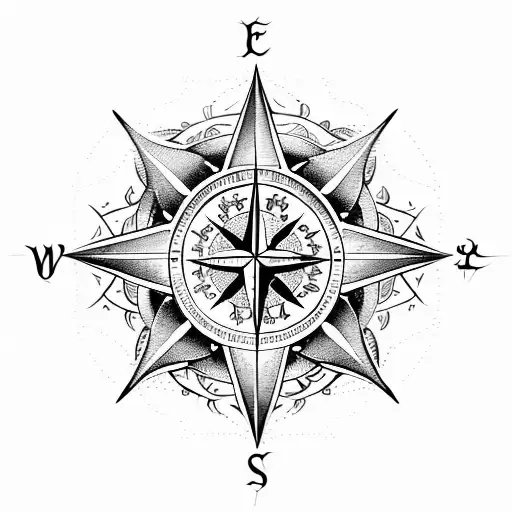 Fleur De Lis Mixed With The Compass Rose