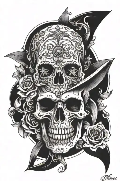 Tango Dancer Skull Surrounded