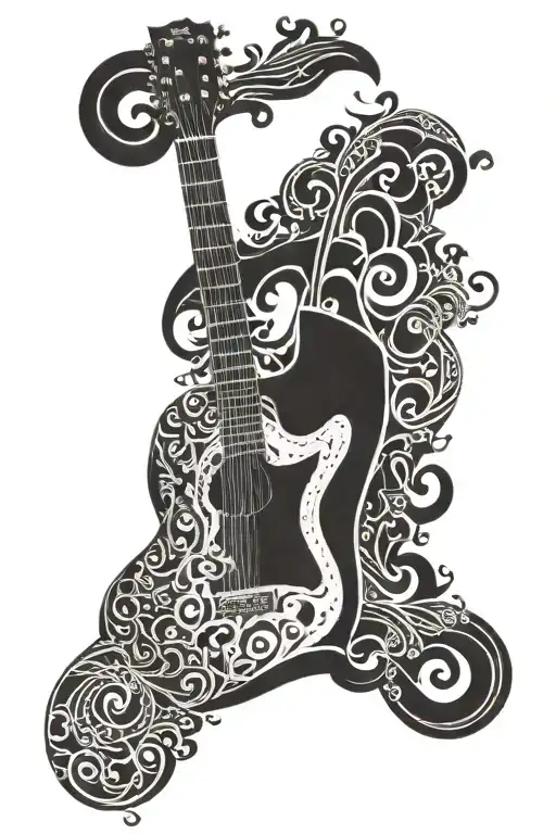 Dhruv Name Inside A Guitar Merging Together