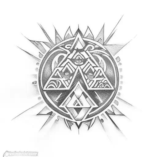 Polynesian Tribal Design Incorporating Elements Of Nature