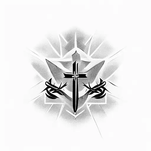 Christian Cross With Crown Of Thorns Around It